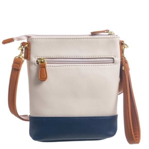 Stone Mountain Nappa leather cream cognac black colorblock small crossbody bag - Picture 3 of 8